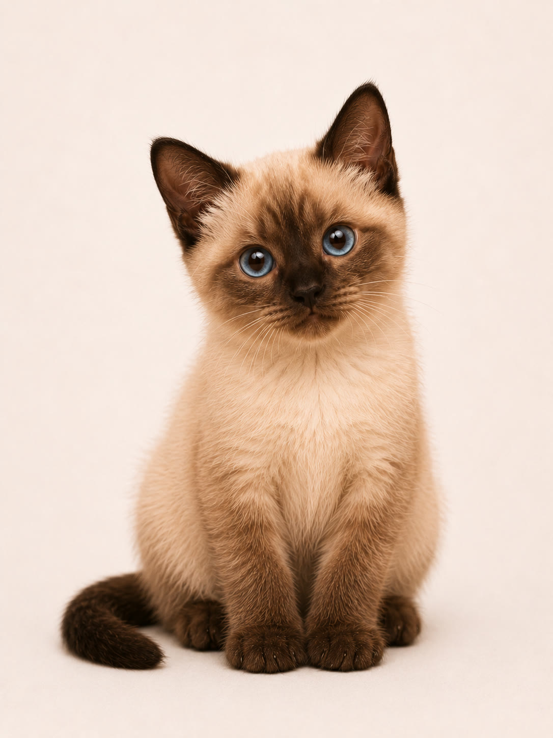 Gatita siamesa bebé de ojos azules, en homenaje a Cléu